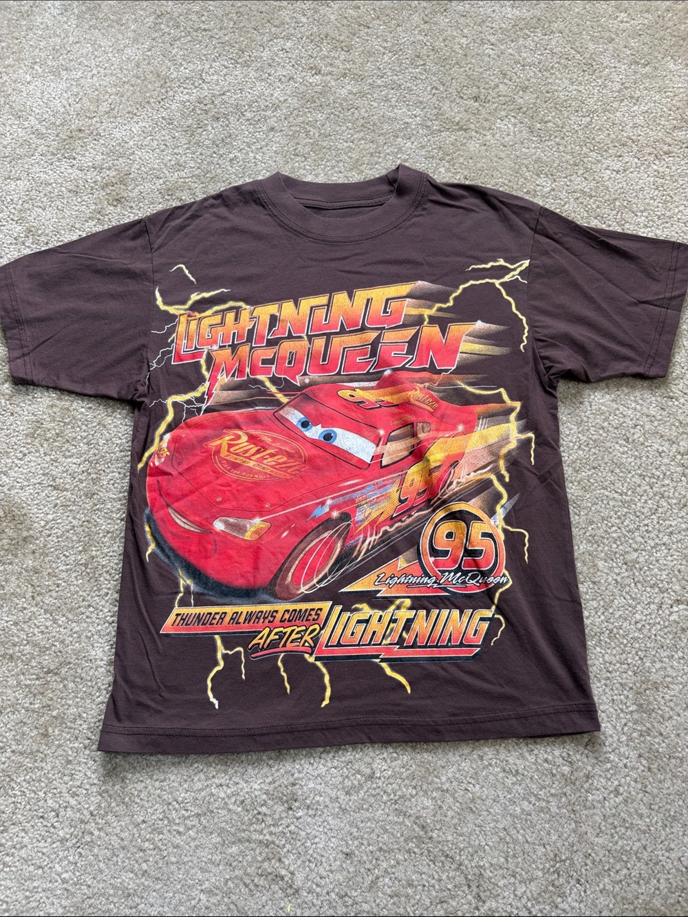 Disney Cars Lightning McQueen Graphic T‑Shirt - Brown & Red